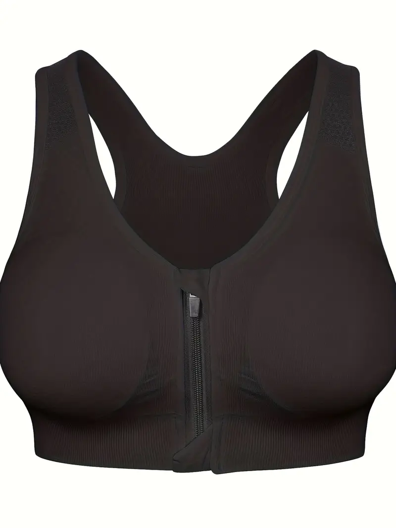 Yoga Bras for Women Zip Front Medium Support Cross Back Sports Bra Wirefree  Workout Post Surgery Bra Crop Tops