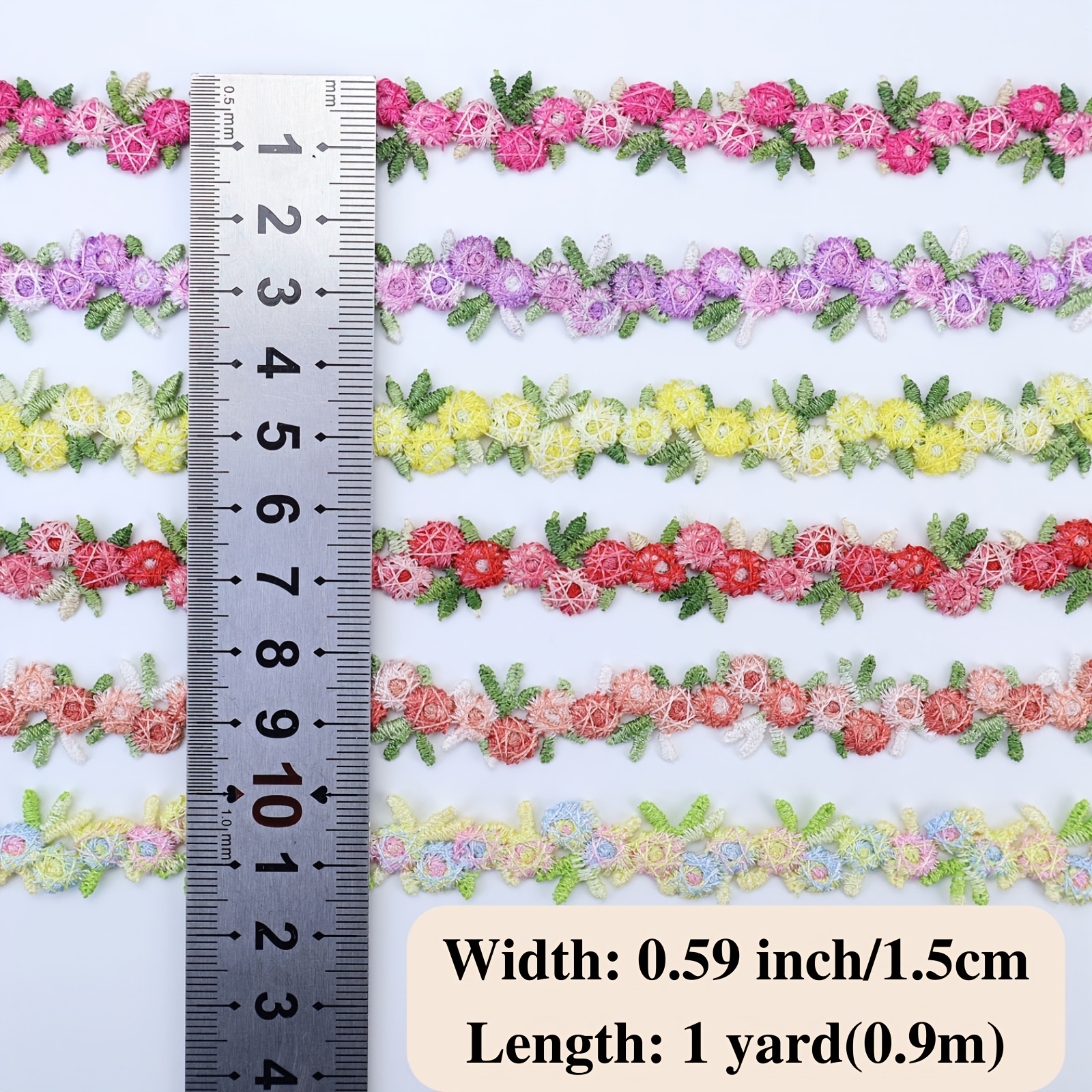 2 Yard Bright White Floral Embroidered Ribbon Trim/Sewing/Bridal/Craft/1.5  Wide