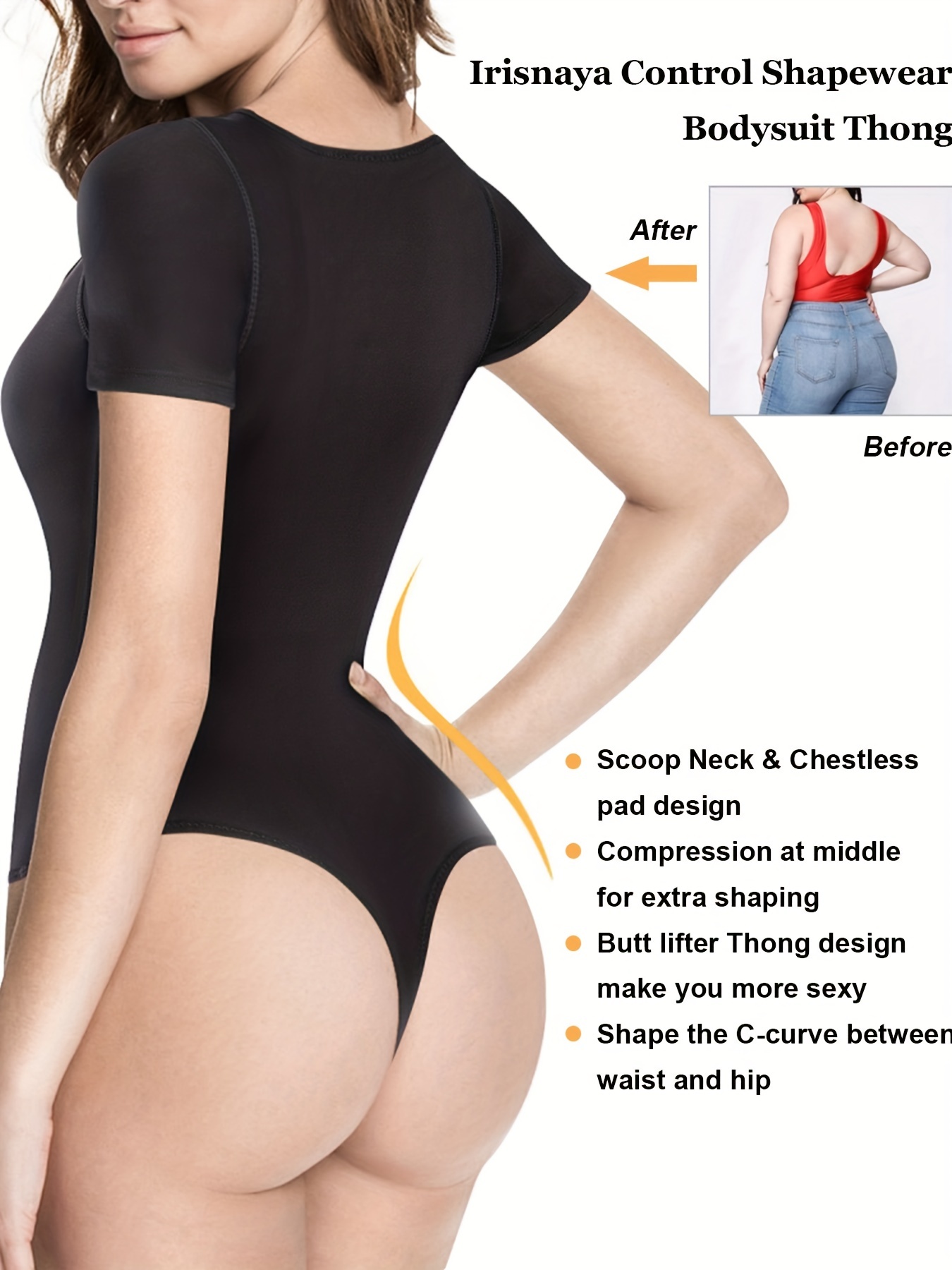  Thong Bodysuit For Women Short Sleeve Compression
