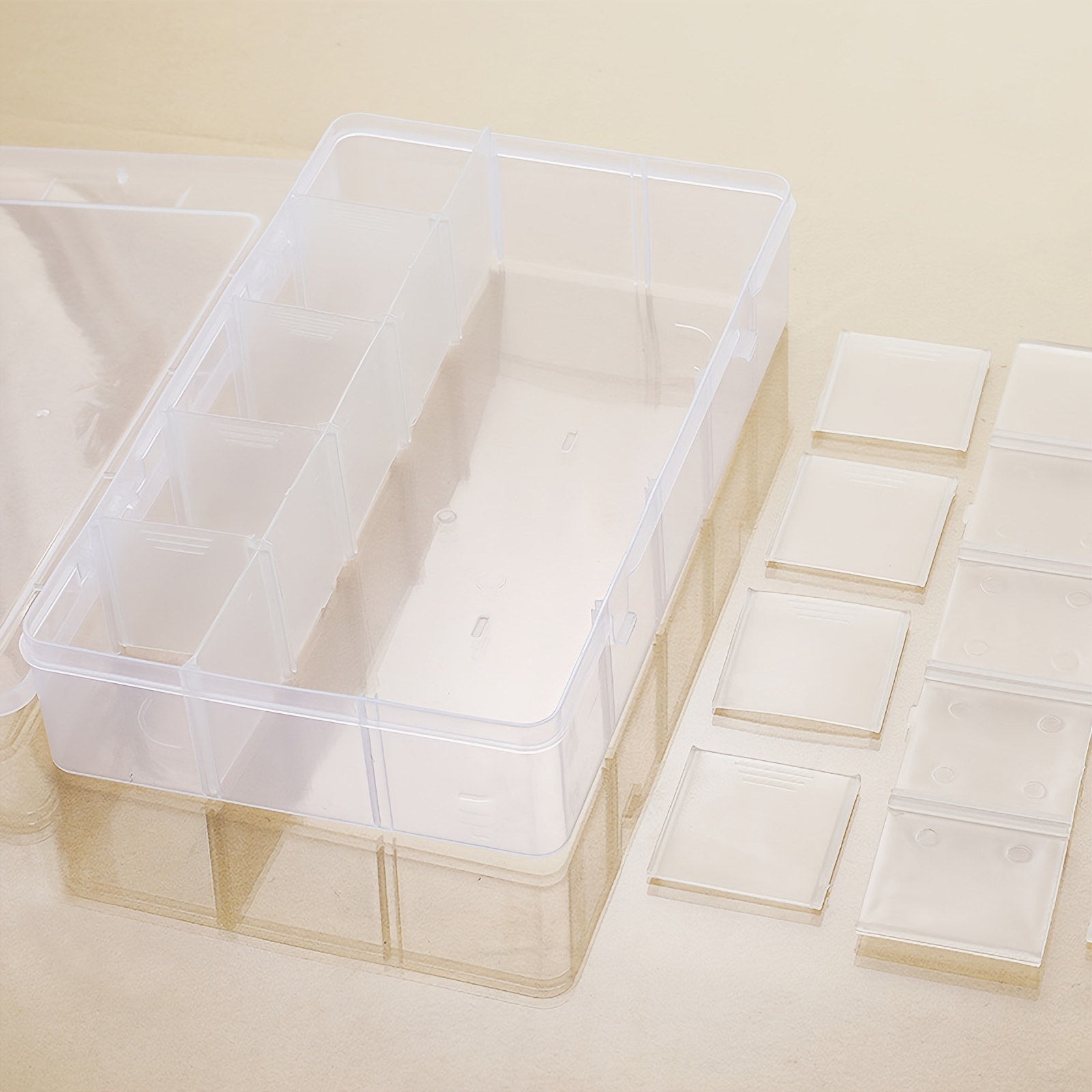 Large Plastic Storage Organizer Box Adjustable Dividers - Temu Japan