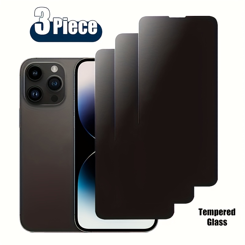 

3 Pcs Full Cover Anti-peep Screen Protector For 14 Pro Max 13 12 11 8 Plus Privacy Tempered Glass On For 15 Pro Max Plus