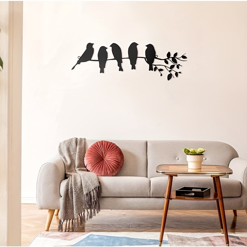 ESTART Uccelli decorativi da parete in metallo, 5 pezzi, uccelli neri, decorazioni per esterni e interni