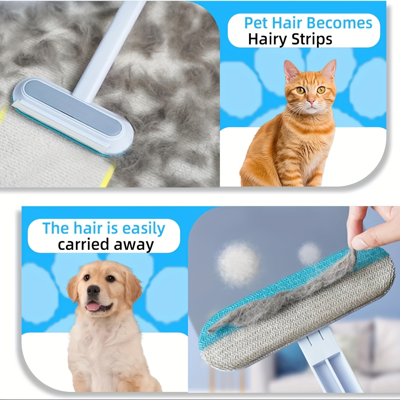 Pet Hair Remover Reusable Cat Dog Hair Catcher Scraper For - Temu