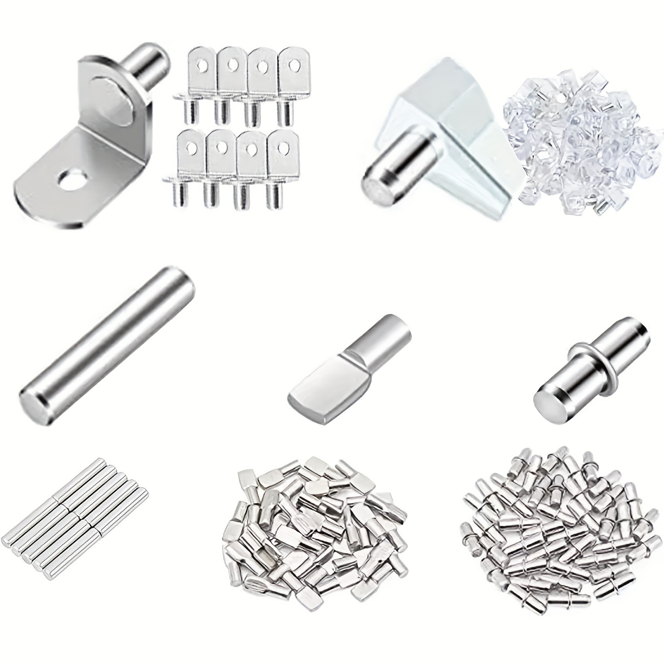150 Pcs Shelf Pin Pegs Kit 5 Styles Cabinet Support Studs Holder Metal  Nickel Plated Shelf Bracket for Shelves Furniture Cupboard Closet Bookcase