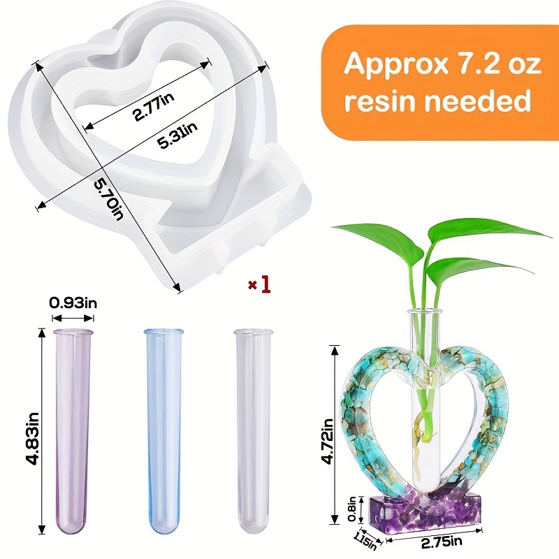 Voyyphixa Heart Resin Molds Silicone for Plant Propagation Station, Vase  Sili