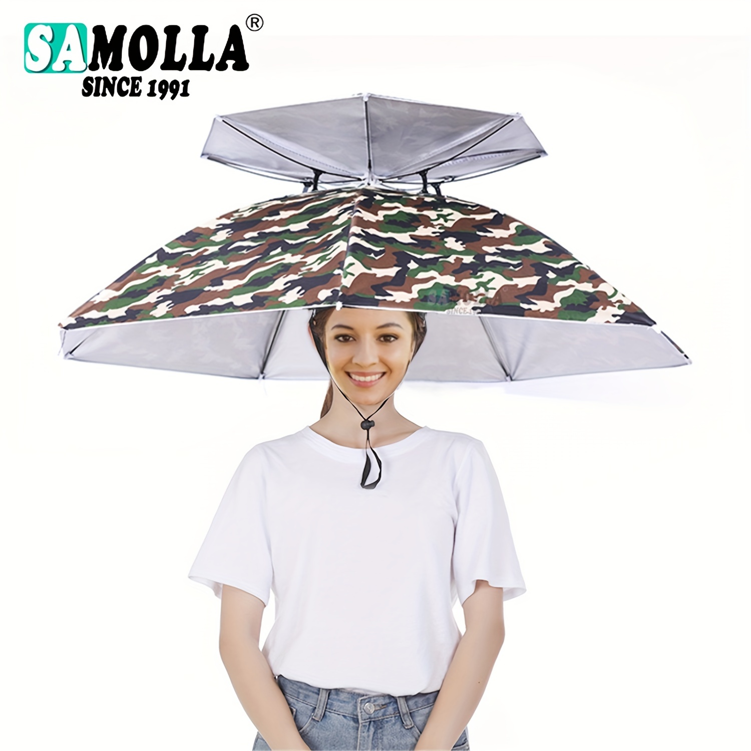 

1pc Portable Foldable Uv Protection Rain Umbrella Hat, Sunshade Waterproof Fishing Headwear Cap For Outdoor Pesca Camping Beach, Fishing Accessories