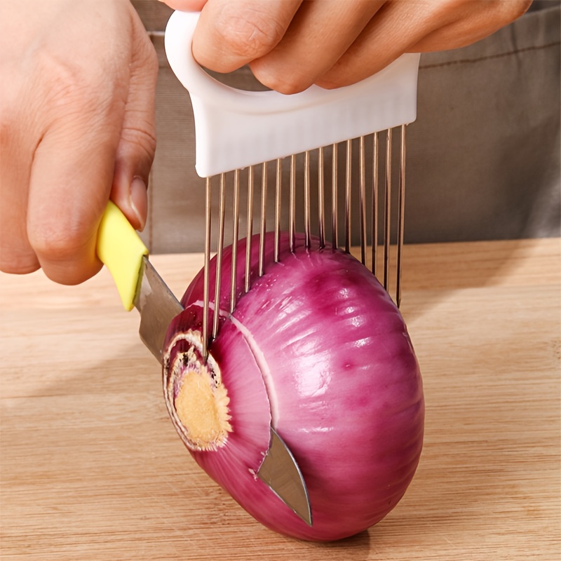 Creative Food Slice Assistant Vegetable Rack Stainless Steel Onion Lemon  Knife Knife Loose Meat Needle Kitchen Accessories Tool