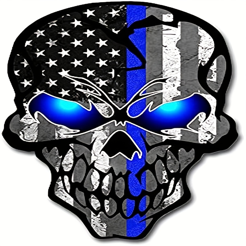 Punisher Skull Police Blue Line Flag Vinyl Car Decal Sticker