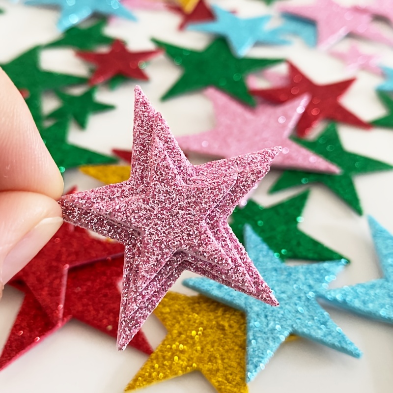 50Pcs Tricolor Mix Color Glitter Foam EVA Star Stickers Children  Scrapbooking DIY Kindergarten Craft Kids Birthday Party Decor