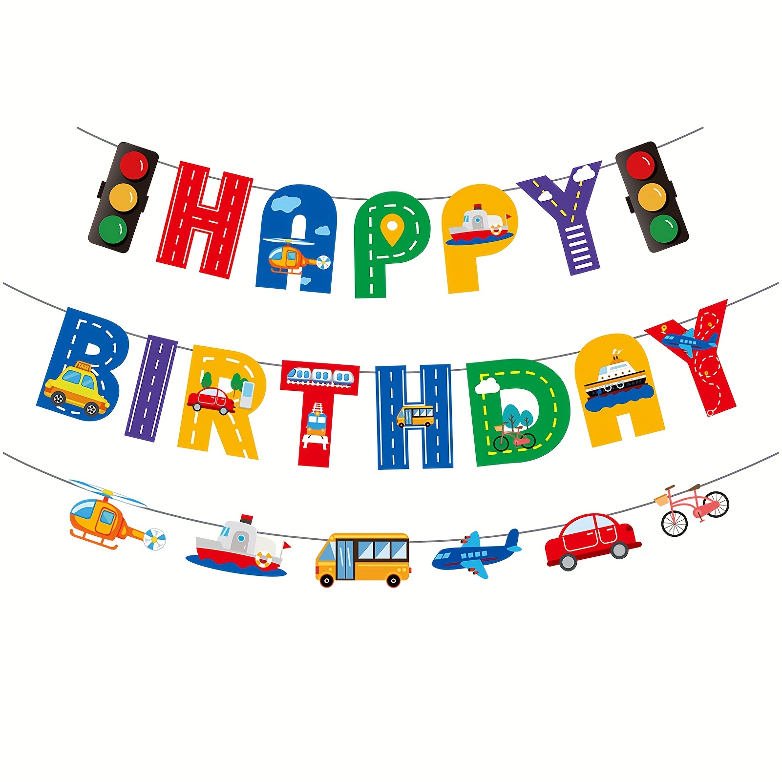 Décorations d'anniversaire de voiture de course, ballons de voiture +  bannières de joyeux anniversaire + gâteaux, ensemble de fournitures de fête  sur le thème de la course pour les garçons enfants