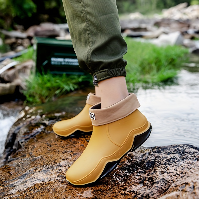 Outdoor Spring/Summer & Fall/Winter Ankle Shoes, Men's Fishing Stylish Rain Boots Non-Slip Waterproof Shoes,Casual,Temu