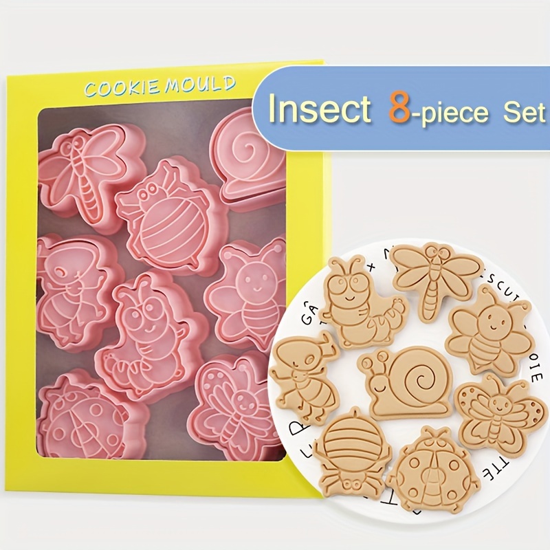 

8pcs Insects Animals Series Cookie Cutter Set Snails Bees Butterflies Ants Dragonflies Biscuit Mold Home Diy Baking Tools
