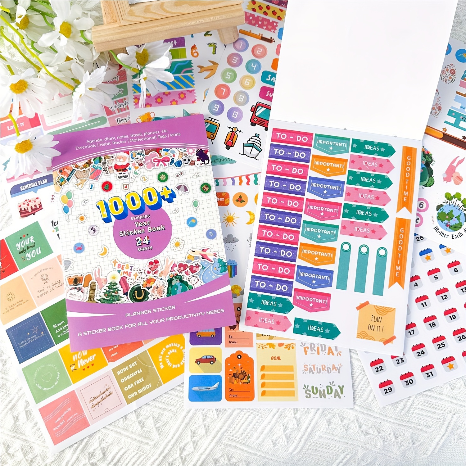  Planner Stickers,24 Sheet/1300+ Calendar Stickers for Adults  Planner, Planner Stickers and Accessories for Women Work， Enhance Life  Productivity : Everything Else
