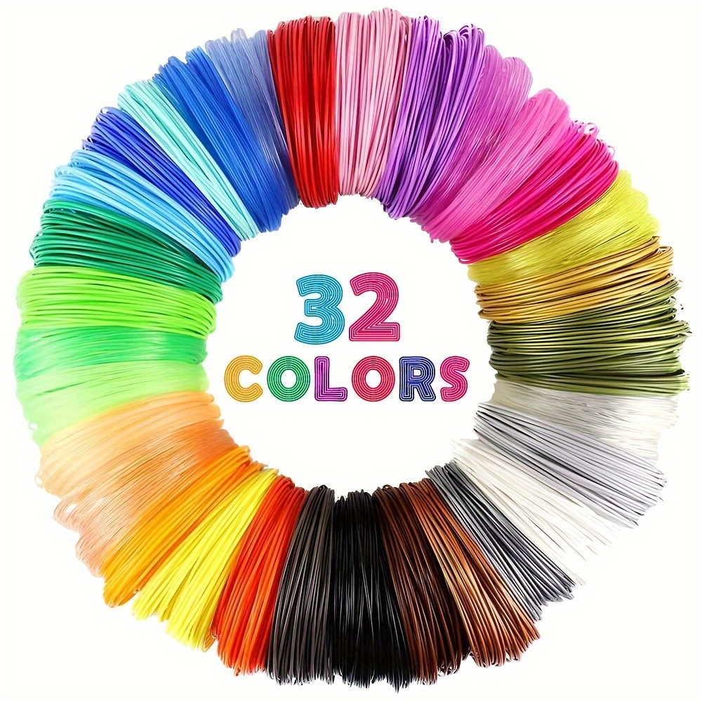 

32 Bright 1.75mm 3d Pen Pla Filament Refills, Each Color 10 Feet, Total 320 Feet, 3d Pen Pla Sample Kit, Random Colors