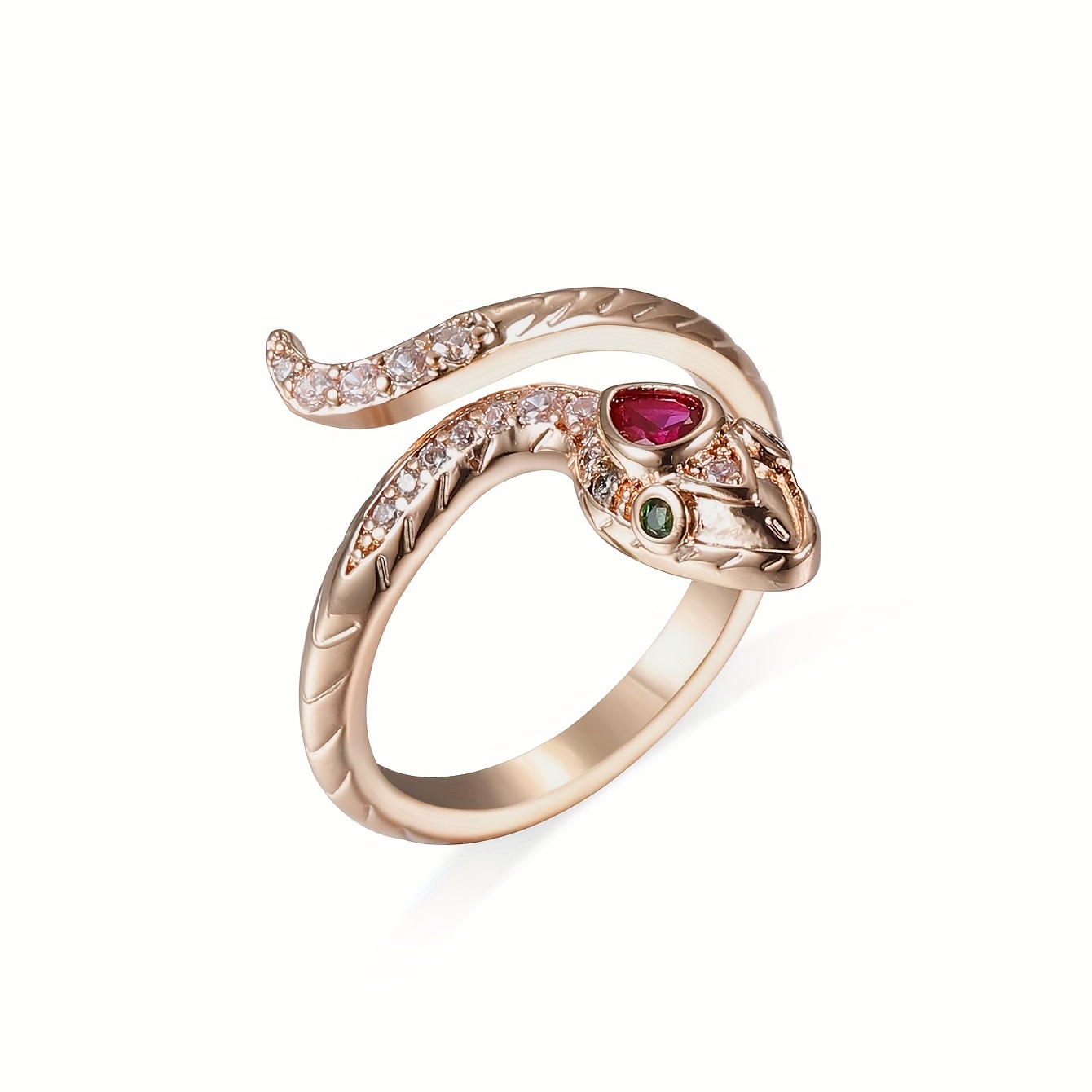 Men's Punk Snake Pattern Copper Studded Ring