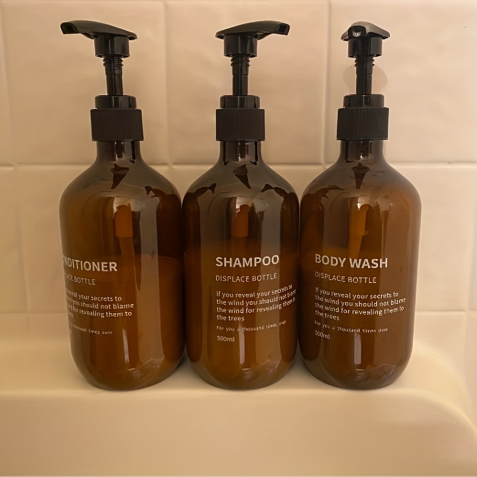 Amber Shampoo Bottle - Refillable Plastic Dispenser (16oz White Label)
