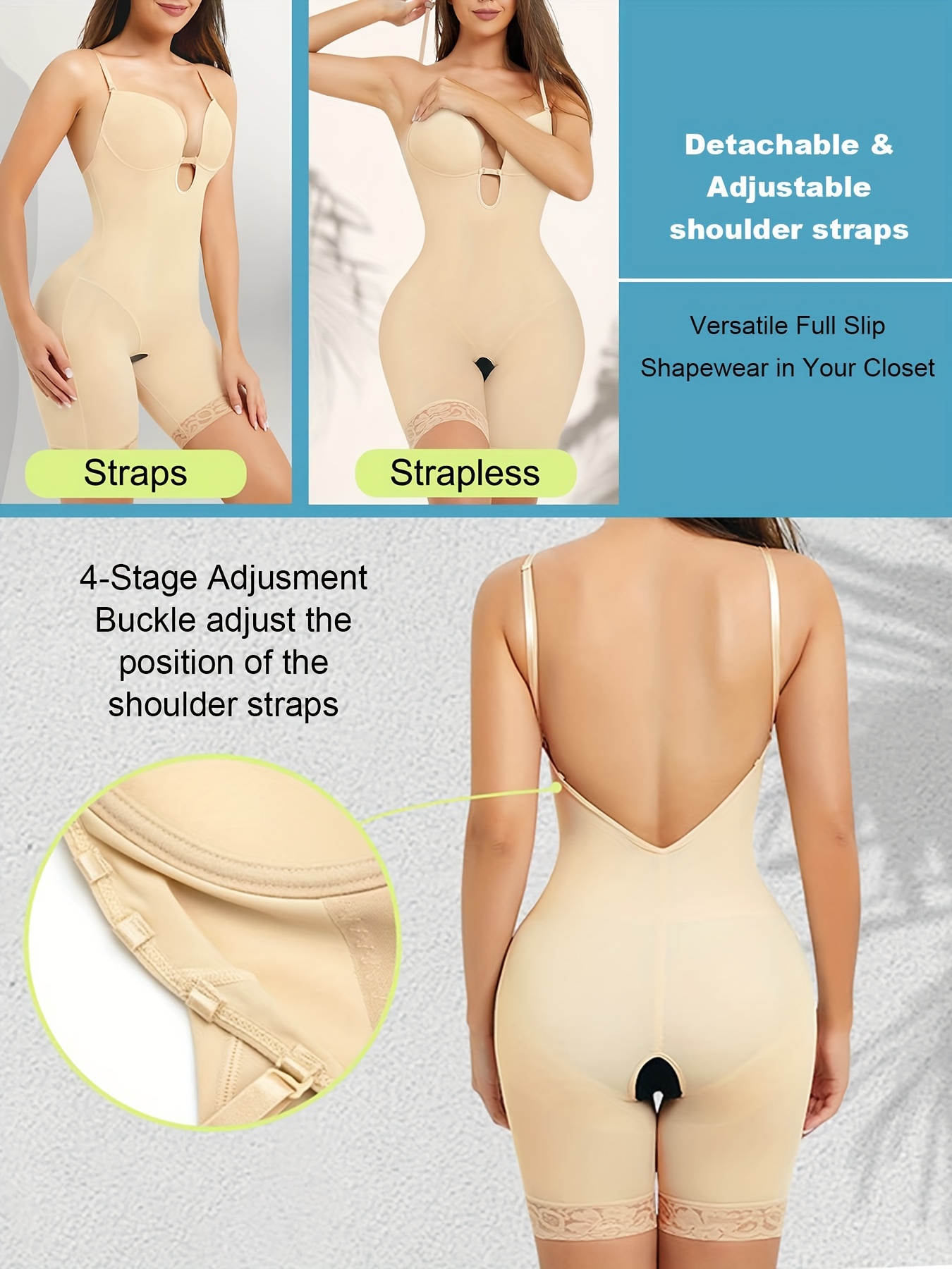 Strapless Shaping Bodysuit Tummy Control Stretch Slimming - Temu Canada