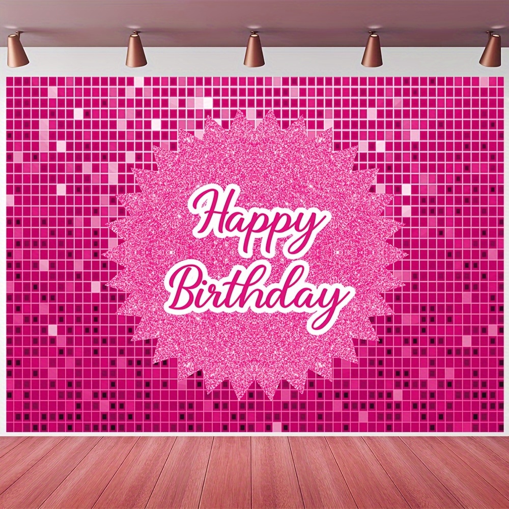 

1pc, Pink Glitter Square Birthday Photography Backdrop, Vinyl Glitter Sequin Glitter Panel Wall Cake Table Birthday Party Banner Photo Booth Props 82.6x59.0 Inches/94.4x70.8 Inches