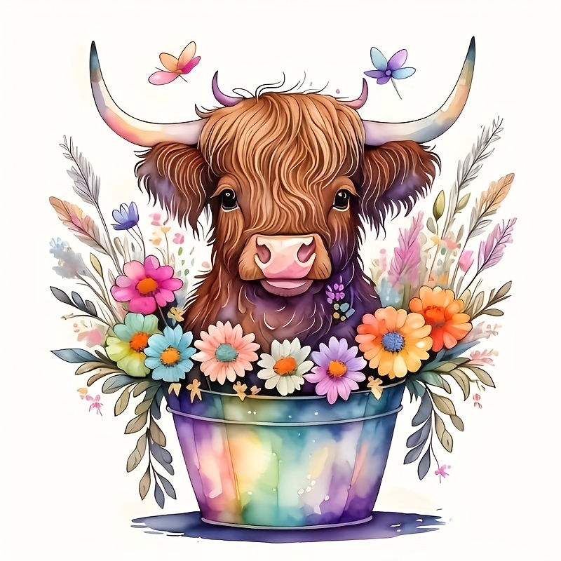 Floral Cow - Diamond Painting 