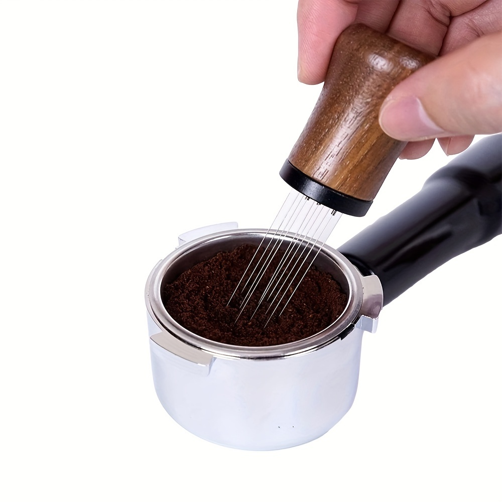 Agitador de café expreso, herramienta de agitación de café, distribución de  espresso con mango de madera natural y tipo aguja de soporte, herramienta