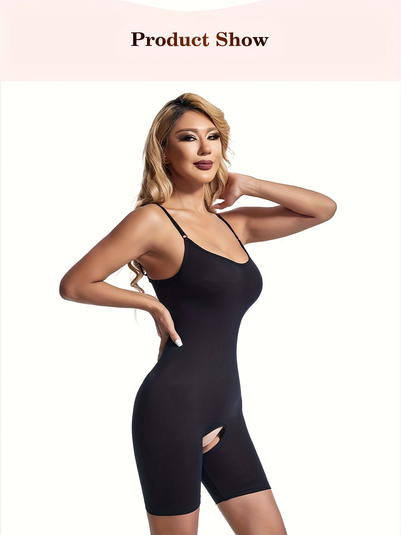 Solid Ribbed Shaping Romper Tummy Control Butt Lifting - Temu Canada