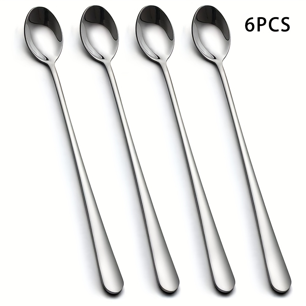 Dessert Spoons, Square Head Spoons, 18/10 Stainless Steel Spoon Set of  4,Ice Cream Spoons, Stirring Spoon for Tea, Dessert, Sugar