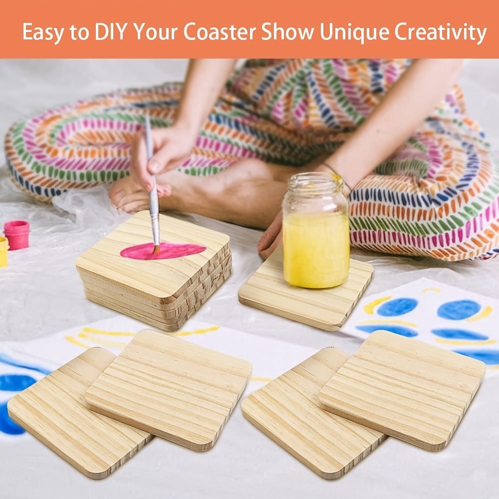 Blank Square Wooden Coasters Painting Carving Diy Festival Temu