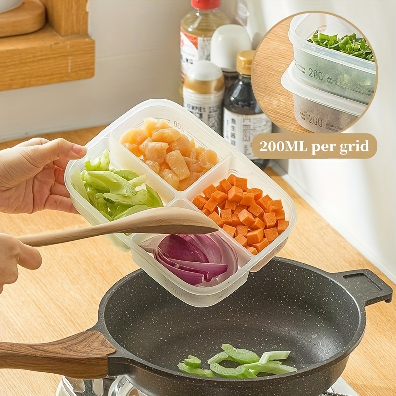 Divided Veggie Tray with Lid 4 Compartment Box Container for Fridge Clear  Refrigerator Organizer Bins Plastic Food Meat Storage - AliExpress