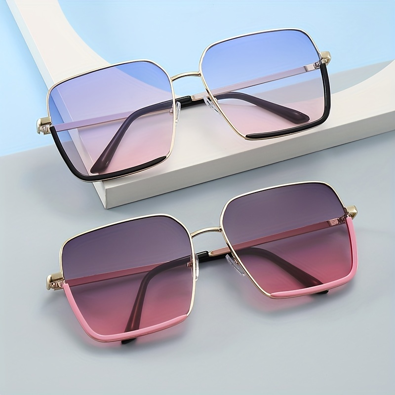 Unisex Tinted Lens Rectangle Sunglasses, UV Protection Fashion Vintage Sun  Glasses