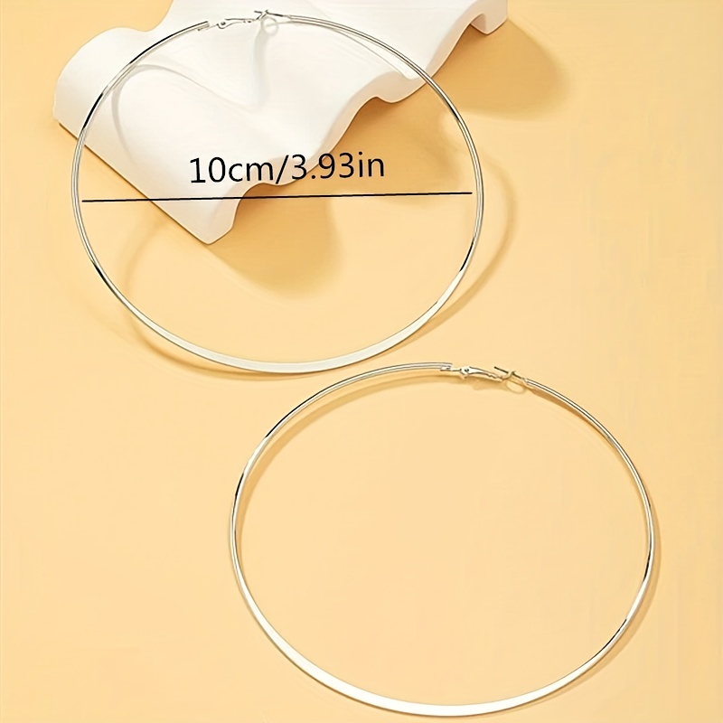 Women's Exaggerated Golden Silvery Hoop Earrings, Minimalist Style