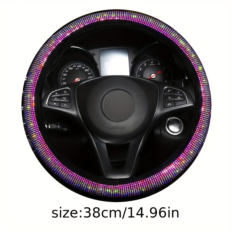 Luxury Crystal Bling Car Steering Wheel Cover, Women Girls Rhinestone  Colorful Car Steering Wheel Protector Car Decor Accessories