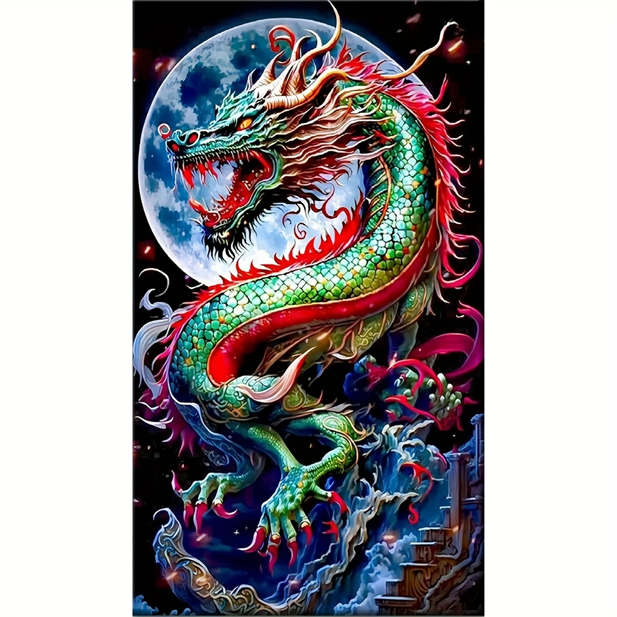 5d Diy Diamond Painting Kits For Adults Colorful Dragon Full - Temu