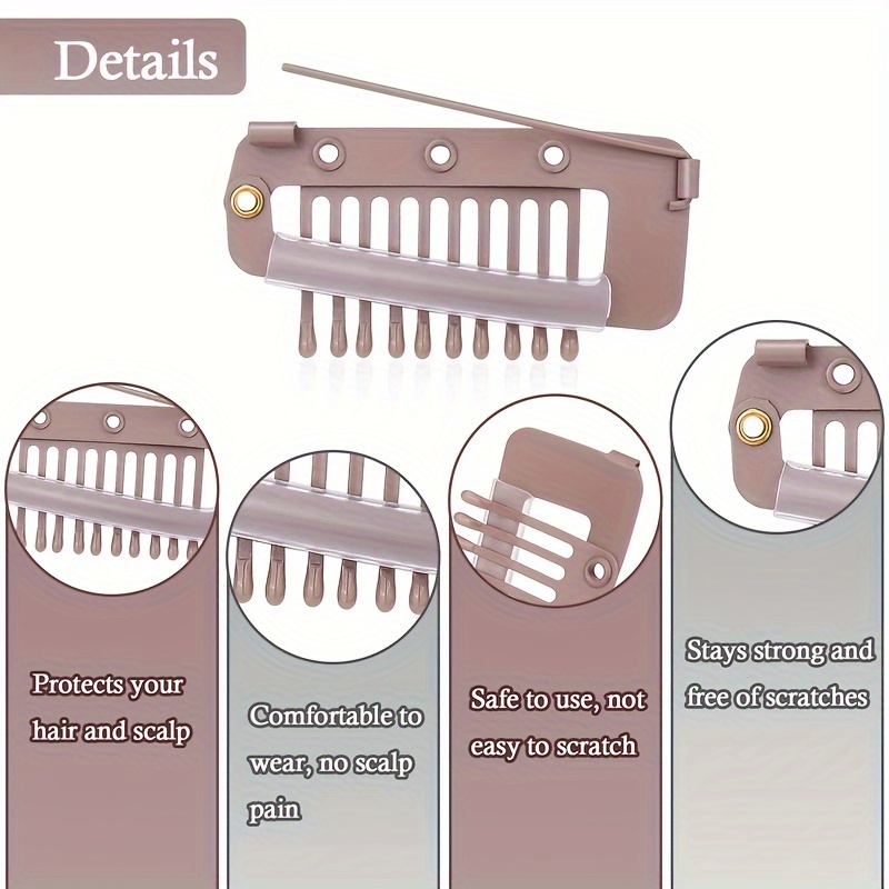  DENGWANG Strong Chunni Clips with Safety Pins, Chunni Grip  Clips with Safety Pin, 10-Teeth Wig Hair Extension Hair Clip, Chuni Grip  Clip, Dupatta Grip Clip, Chunni Clips (12PCS-Sliver) : Beauty