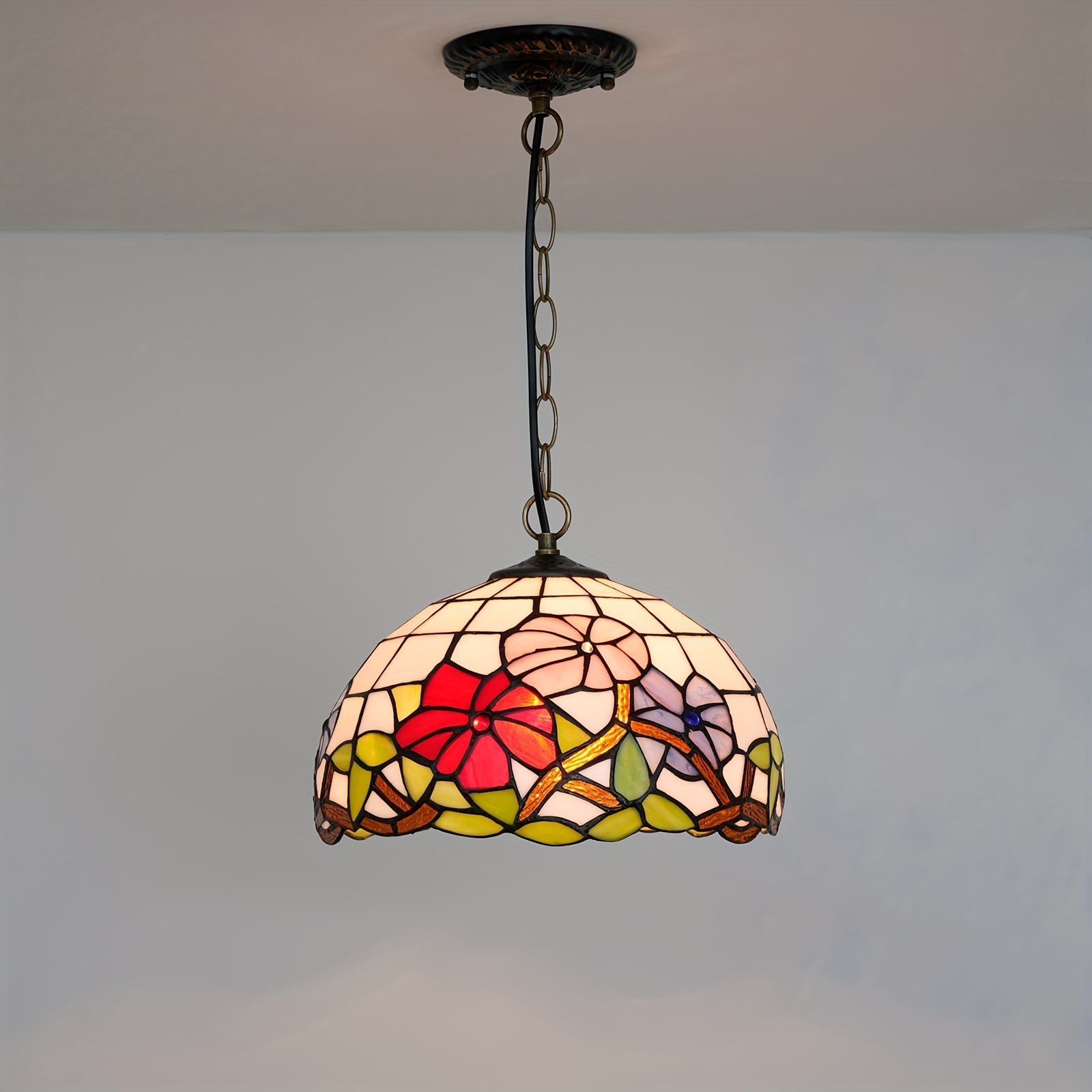 Tiffany Pendant Lamp And Fixtures Stained Glass Room Decor Antique
