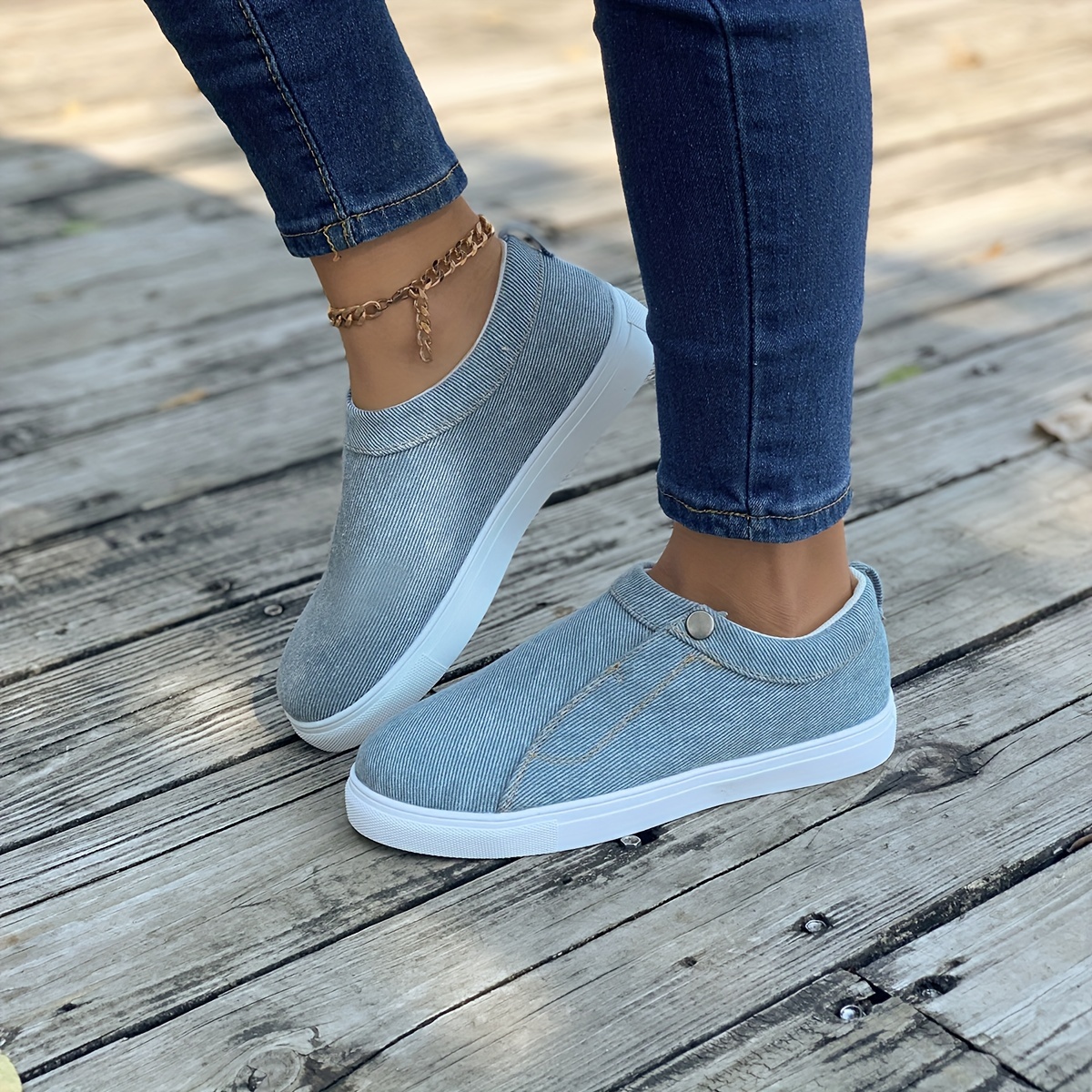 Scarpe Uomo In Tela Slip-on Dek &ndash; Memory Foam &ndash; Denim E Tinta Unita