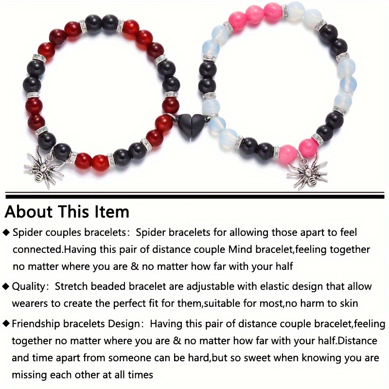 2pcs/Set Teenagers' Metal Spider & Beaded Heart Magnetic Couple