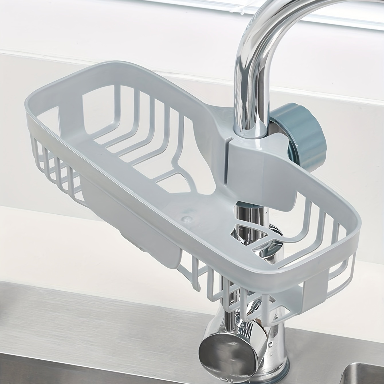 1pc, Sponge Holder Over Faucet Kitchen Sink Caddy Organizer, Detachable  Hanging Faucet Drain Rack For Bathroom, Scrubbers, Soap