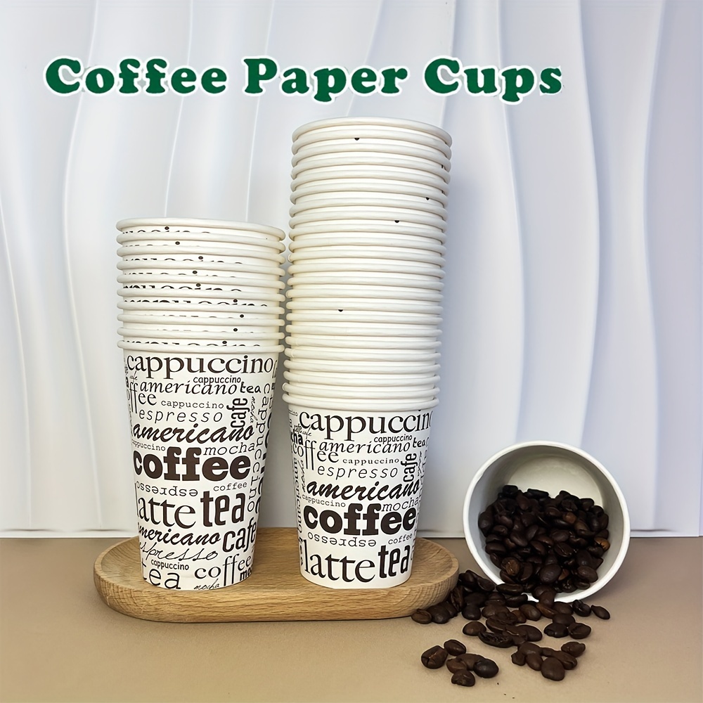 50pcs Thick disposable black coffee milk tea cup 280ml 400ml 500ml hot  drink packaging beverage cups birthday wedding party cups