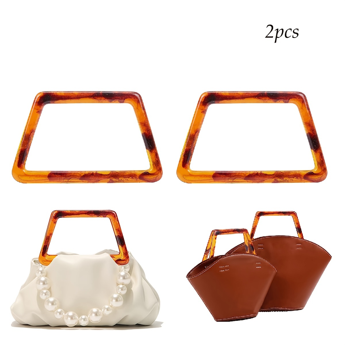 2Pcs D-shaped Bag Handle Plastic/Wood DIY Crocheted Handbag