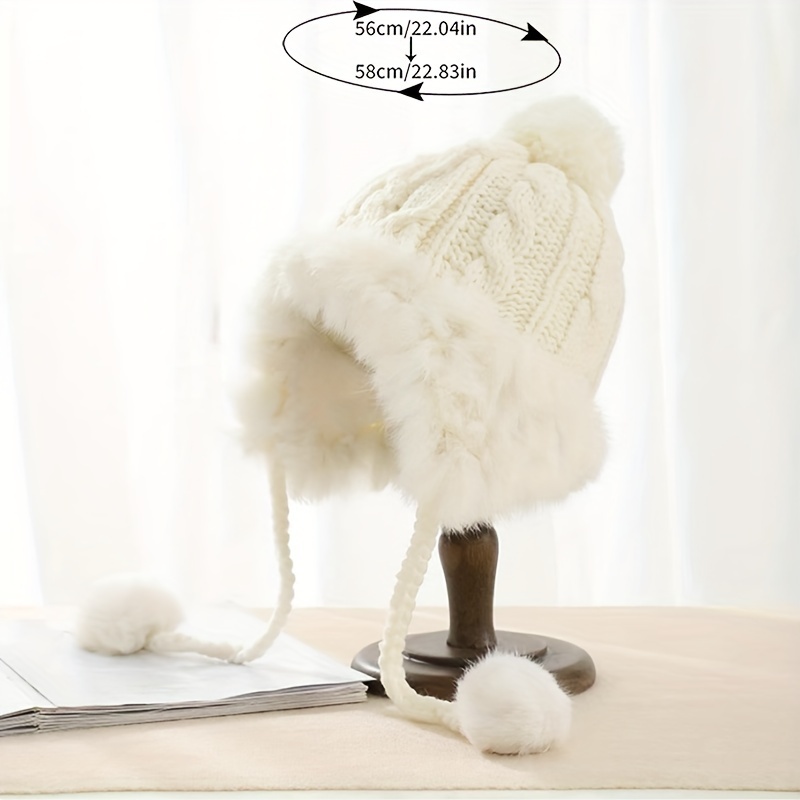 Chapeau souple, automne et hiver, protection des oreilles tricotée, chaud  et polyvalent pour femme, grand sac, crème, taille unique : : Mode