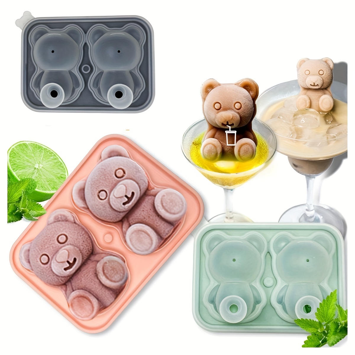 3d Bear Ice Molds Large Ice Cube Trays Make Cute Bear Shape - Temu