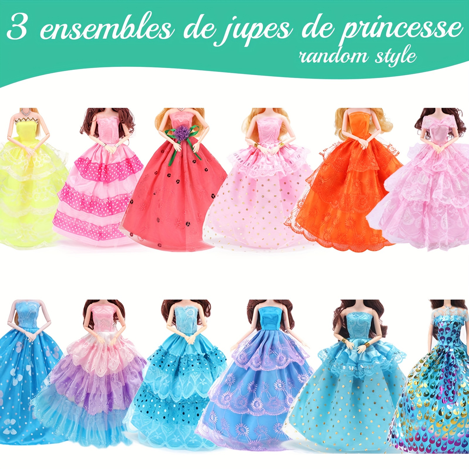 50 Pcs Doll Clothes Outfit for 11.5 Inch Doll, Doll Accessories Collection  with 3 Princess Dresses+10 Dressest+6 Tops+6 Pants+5 Bikinis+5