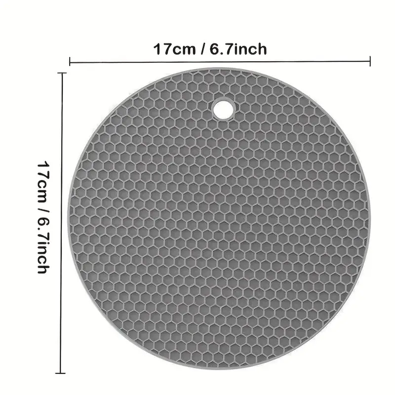 1pc Round Black Silicone Heat Insulation Pad, Non-slip And Heat