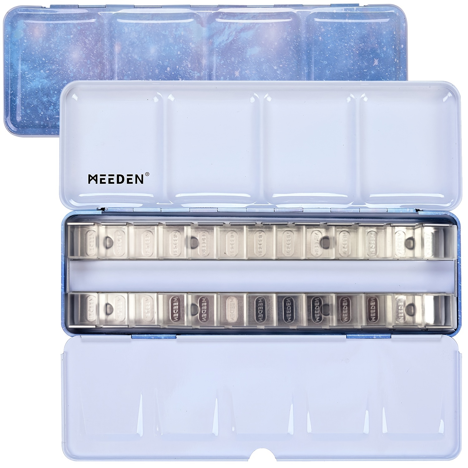 Meeden Empty Watercolor Palette Galaxy Box Palette Paint Case Medium  Colorful With 24 Pcs Transparency Half Pans, Free Shipping For New Users