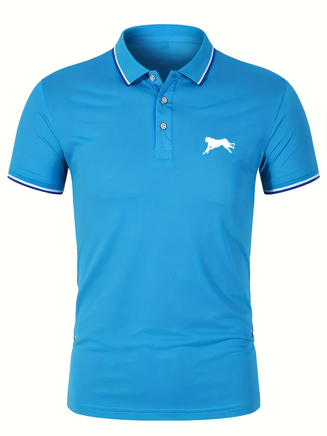 Men's Golf Shirt Big Cat Print Short Sleeve Breathable - Temu Ireland