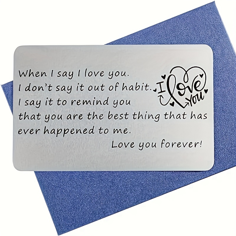 Yobent Boyfriend Gifts Card for Christmas Valentines Birthday, I Love You Cards for Him, Fiance Engraved Wallet Card, Size: 3.35 x 2.13, Silver