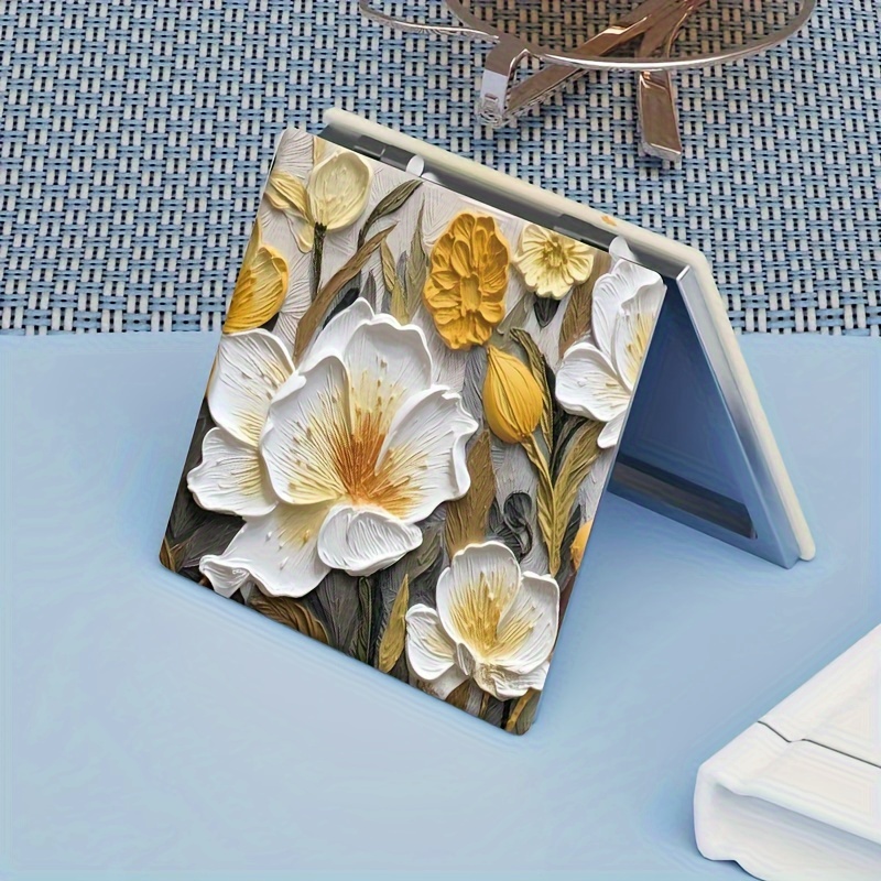 Floral Pattern Folding Mirror Square Double sided Makeup Temu
