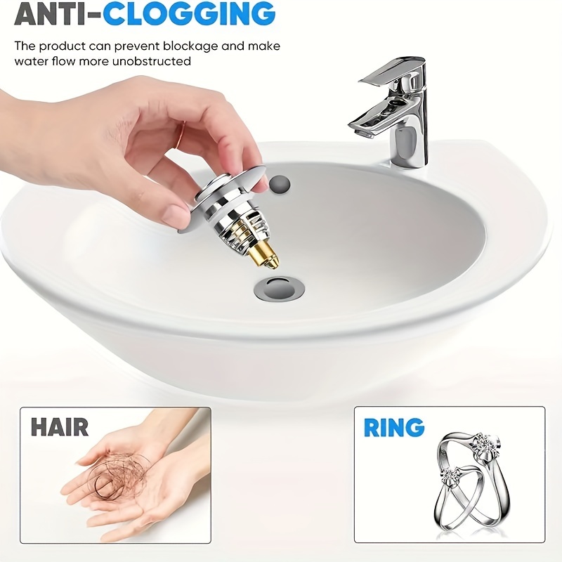 Bathroom Stainless Steel Pop-Up Bounce Core Basin Drain Filter