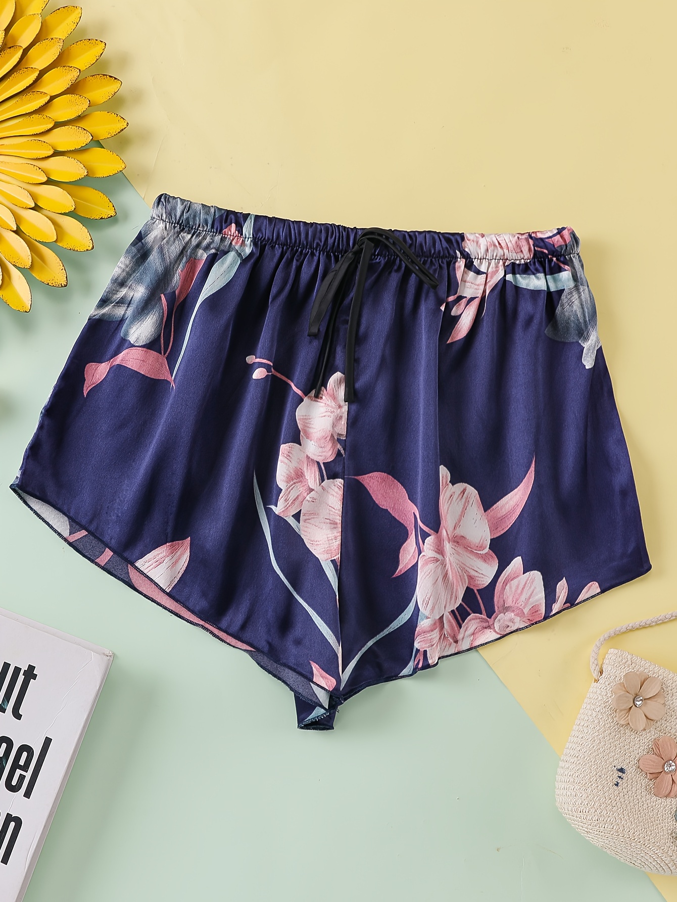 Polka Dot Satin Lace Up Shorts Women's Sleepwear