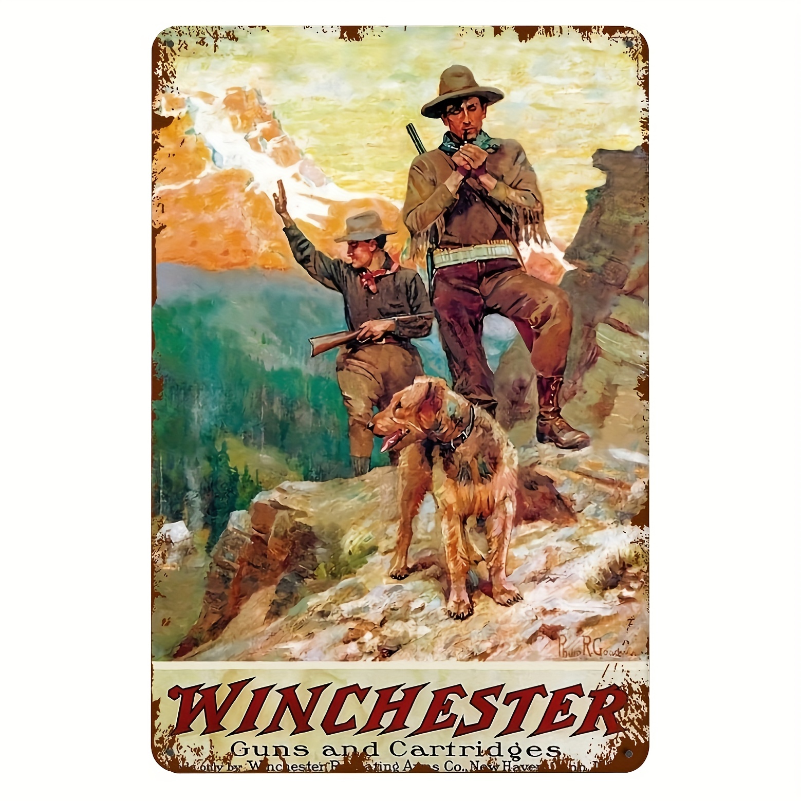 Retro Winchester Metal Sign Vintage Hunting Hunter Tin Sign - Temu